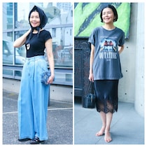 【１週間コーデ】初夏のデニムとヴィンテージＴはレース使いで旬顔に ～〈水曜日・木曜日〉#019 Yuko Adachi～