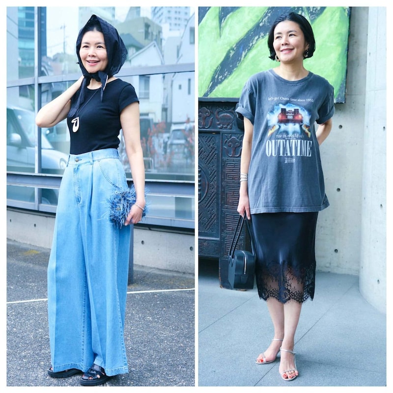 【1週間コーデ】初夏のデニムとヴィンテージTはレース使いで旬顔に ~〈水曜日・木曜日〉#019 Yuko Adachi~