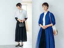 白Tシャツ×スカートの定番コーデはこうやって格上げする！ 50代のおしゃれは"プラスワンアイテム"で見違える