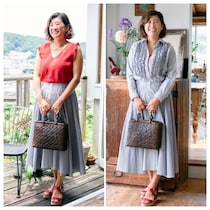【１週間コーデ】ギンガム＆ストライプ  大人のワザありフレアスカートを爽やかに着まわし ～〈金曜日〉#021 Yumi Tsuchiya～