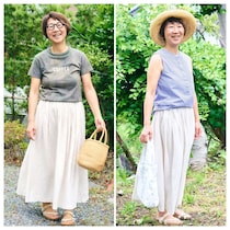 【1週間コーデ】30年前のバッグも現役！ 50代が楽しむ「夏のリネンスカート」着まわし～〈金曜日〉#022 Emi Kirino ～