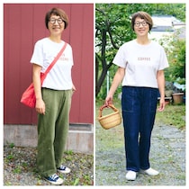 【1週間コーデ】毎月5千円のメガネ貯金。59歳が選んだ「6万円の黒縁メガネ」とロゴT～〈水曜日・木曜日〉#022 Emi Kirino～