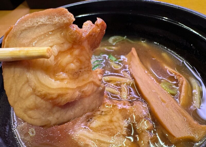 チャーシューが2枚、メンマにネギとトッピングはわりとシンプルな印象です