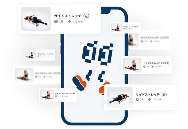 AIコーチが100種類以上の運動・ストレッチプログラムの中から、その人に最適なメニューを自動提案してくれます