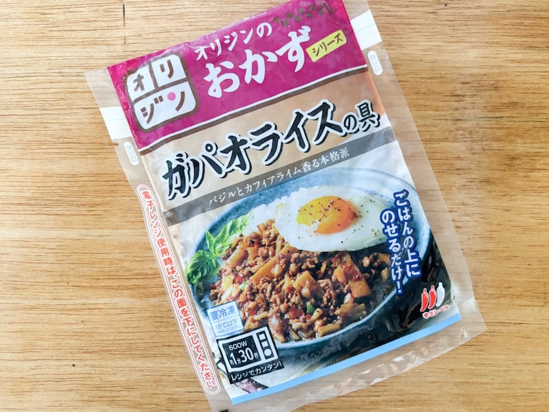 日本で一般的なタイ料理のひとつが簡単に作れちゃう「ガパオライスの具」で購入価格は税込321円です