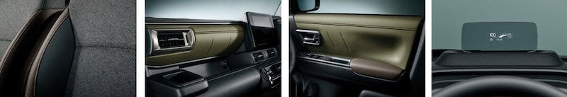 レザー調&撥水ファブリックシート表皮、専用カラーのインテリアとヘッドアップディスプレイ、LEDルームランプをセットにしたアップグレードパッケージも設定