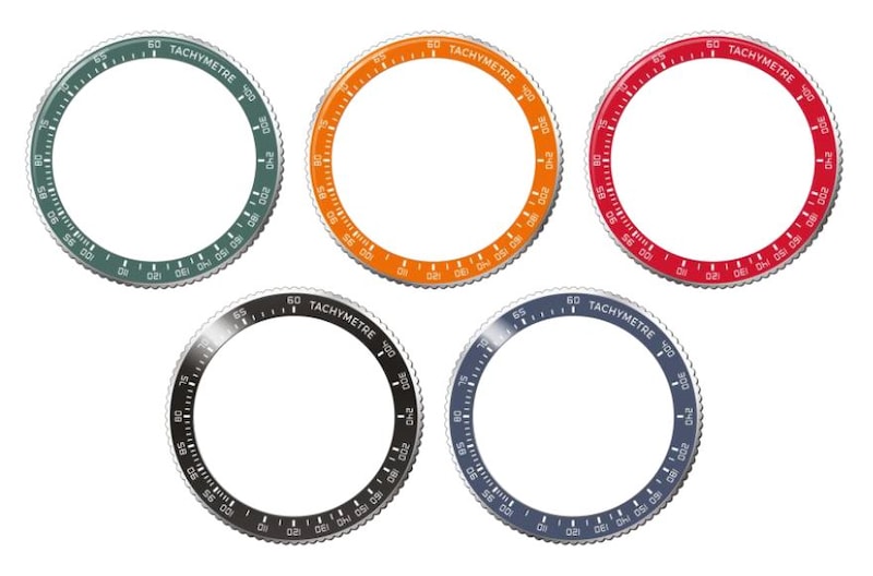 シリーズ最大の特徴は、5種類の交換用ベゼルを付属していること