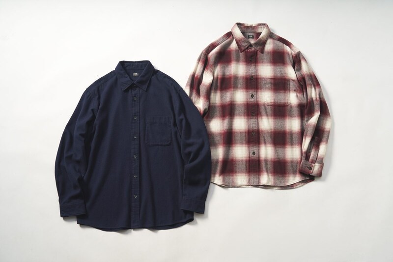 フランネルシャツは2種類あって、柄物のフランネルチェックシャツと、無地のフランネルシャツが展開