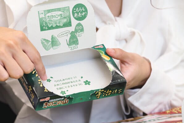 「きのこの山」をおいしく食べた後は、袋をそっと箱から出してみて！