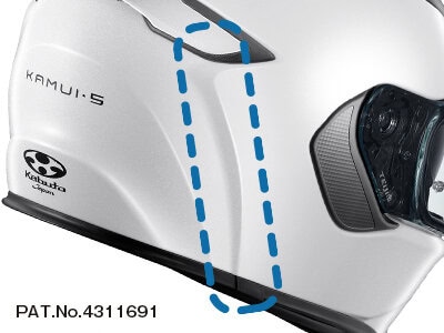 風圧による負荷を軽減させてブレを抑えて安定感を生むKabutoの特許システムのウェイクスタビライザー