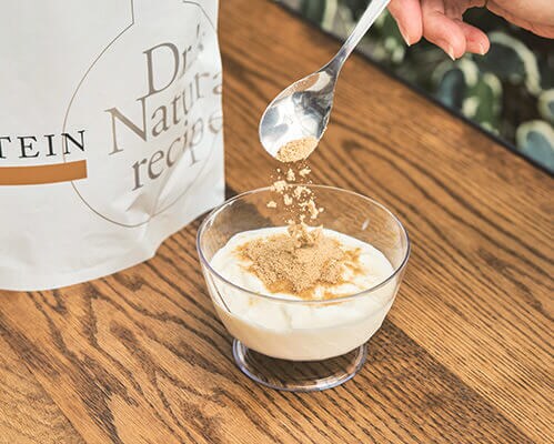 アンファー ドクターズナチュラルレシピ 美容プロテイン きなこ味　「ヨーグルトにかけてもよし！」