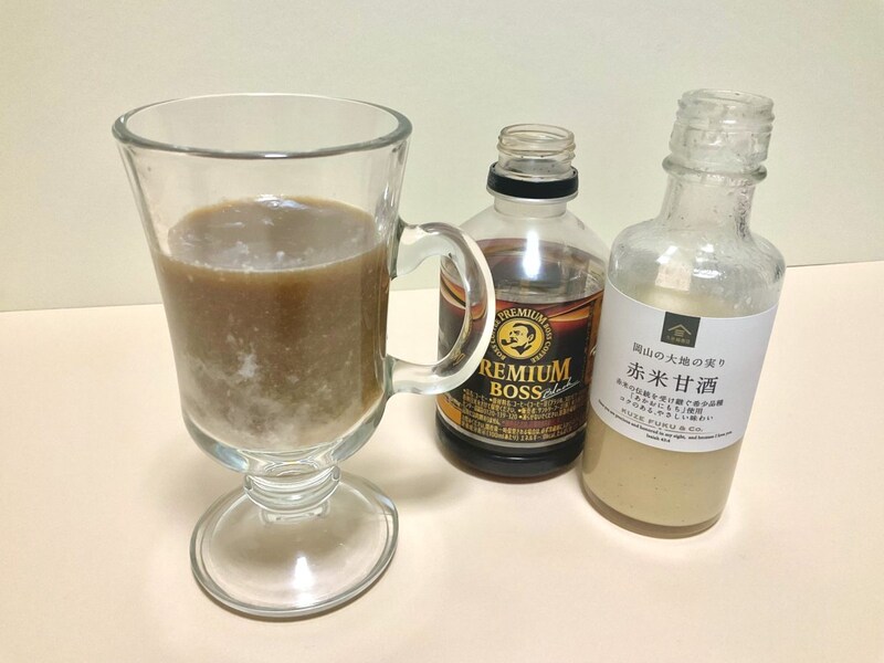 甘酒とコーヒーを1対1で割るとカフェオレ風に