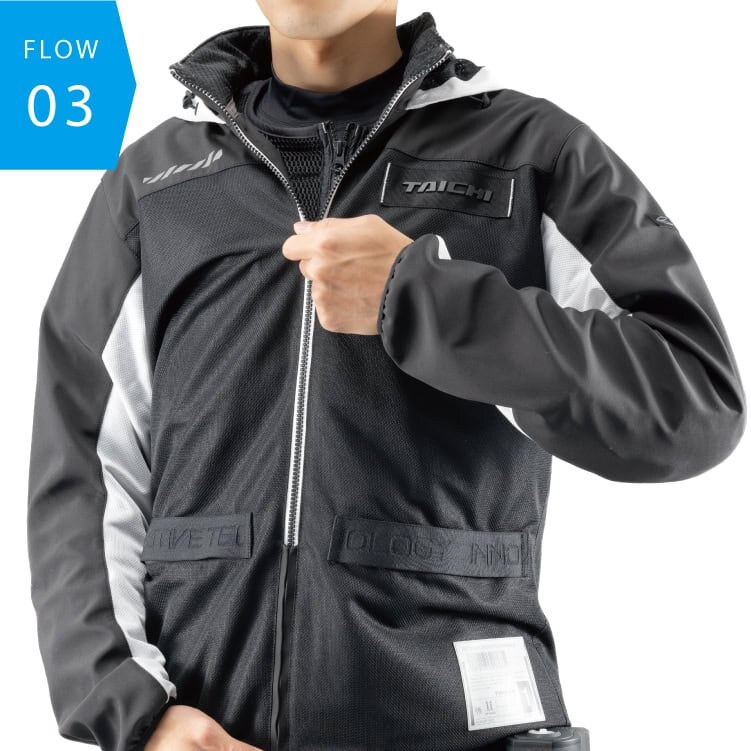 バイクライド用のメッシュジャケットを着用