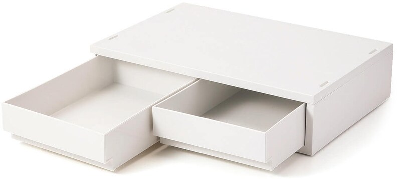 ポリプロピレン 小物収納ケース ワイド 小 引出2個 ホワイトグレー ¥1,490