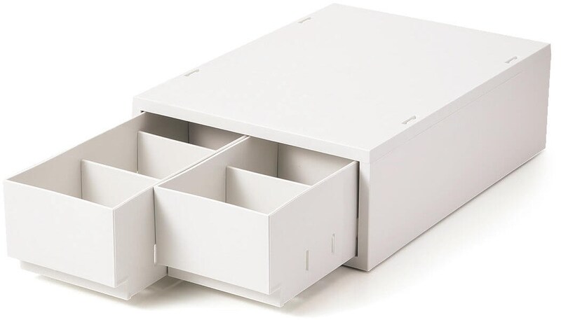 ポリプロピレン 小物収納ケース 中 引出2個 ホワイトグレー ¥1,490