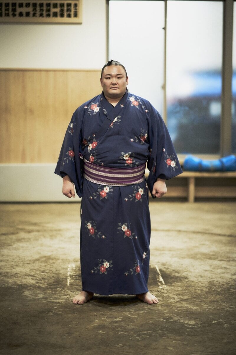 朝乃山関（東京都墨田区の高砂部屋にて）