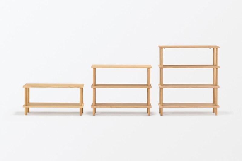 無印良品「手軽に組み立てられる木製シェルフ棚 オーク材突板」¥9,990~19,900/3サイズ展開(2段、3段、4段)