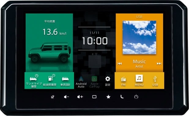 オプションでスズキコネクトに対応するバックアイカメラ付き9インチディスプレイオーディオも用意