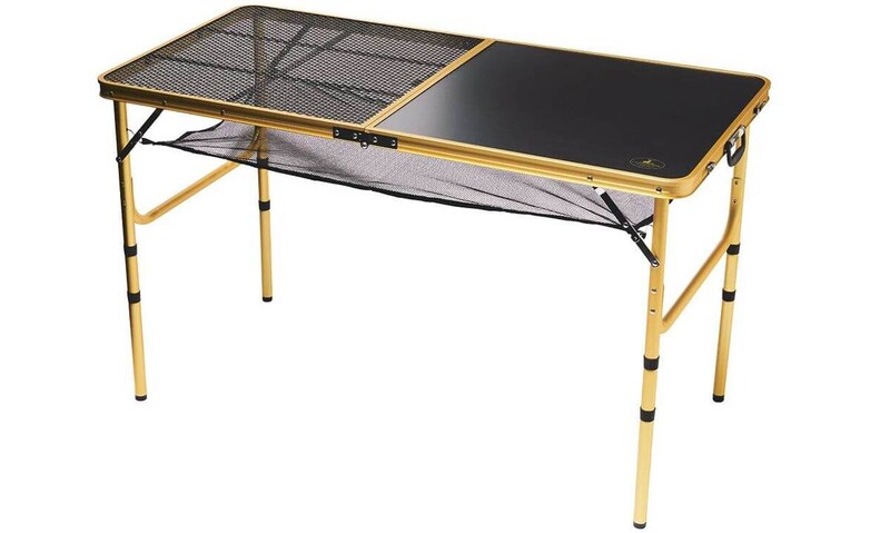 キャプテンスタッグ　CSG 4wayハーフメッシュテーブル120×60（棚付）