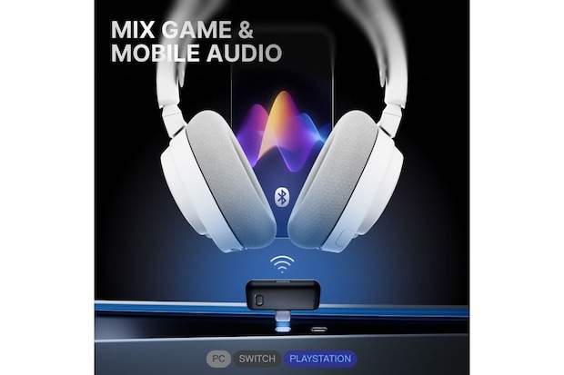 2.4GHz超低遅延ワイヤレスとBluetoothの同時接続・同時再⽣が可能