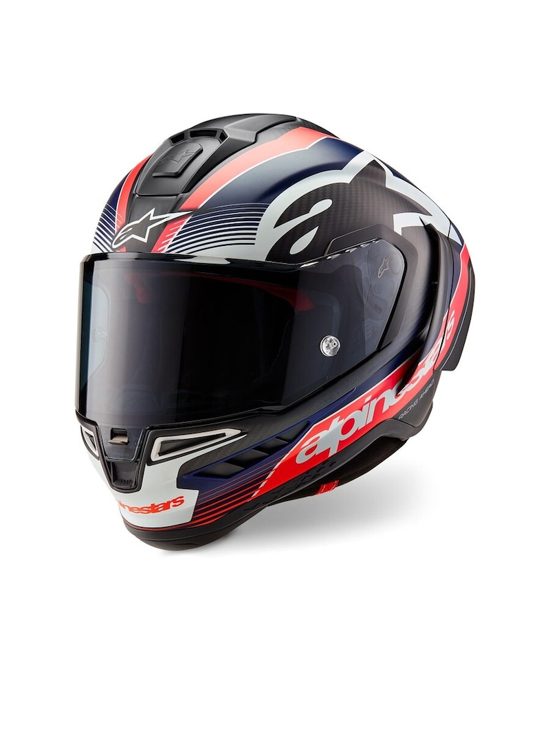 TEAMグラフィックのブラックカーボン/レッド蛍光/ダークブルーマットカラー