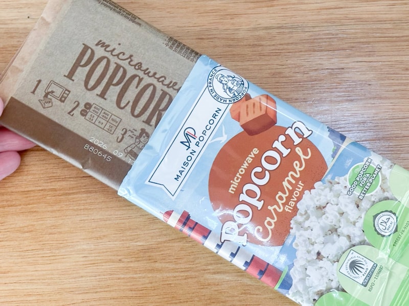 ポップコーンの素「キャラメル味」は90グラム入りで購入価格は84円です