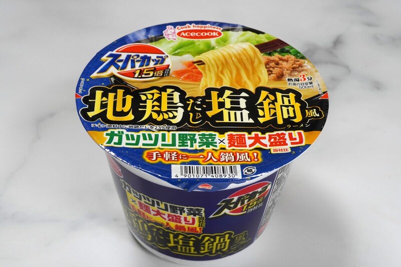 エースコック スーパーカップ1.5倍 地鶏だし塩鍋風ラーメン