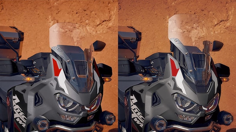 工具を使用することなく簡単に5段階の調整が可能なロングスクリーン