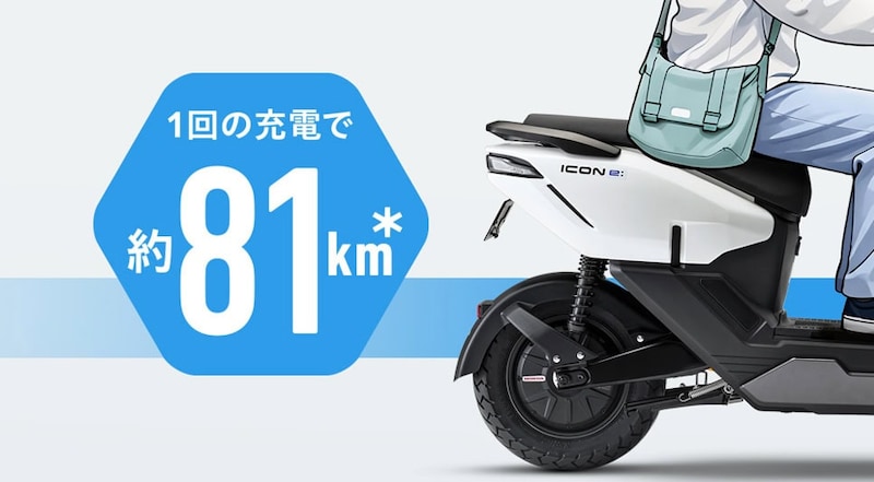 1日の移動に安心感を与えてくれる81kmの航続距離を実現