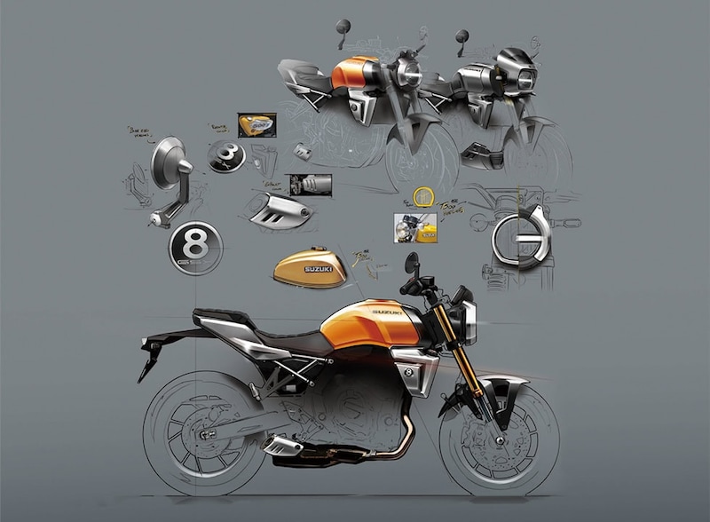GSX–8Tは、スズキの名車「T500」から着想を得て、クラシックなモチーフを現代の視点で見直し、より魅力的で個性的なスタイリングに仕上げられたストリートモデル