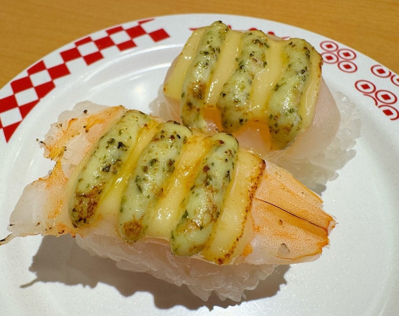 パペットスンスンコラボ限定クリアピック付き えびと蒸し帆立のバジルマヨチーズ炙り