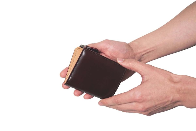 ガンゾ　コードバン L字ファスナー二つ折財布