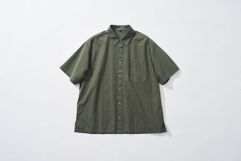 紳士　涼感半袖布帛シャツ グリーンチェック ￥3,990