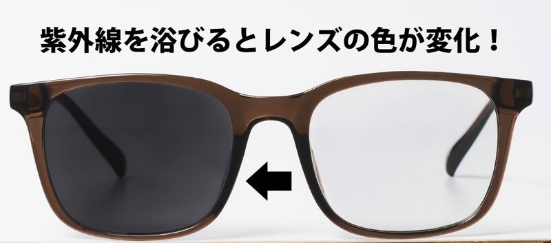紫外線を浴びるとレンズの色が変化