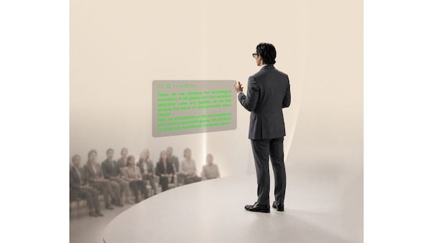 ＡIテレプロンプターは、話すペースに合わせて原稿を自動スクロール。プレゼンテーションやスピーチ、動画収録、オンライン配信などで、自然な目線を保ちながら話すことをサポート