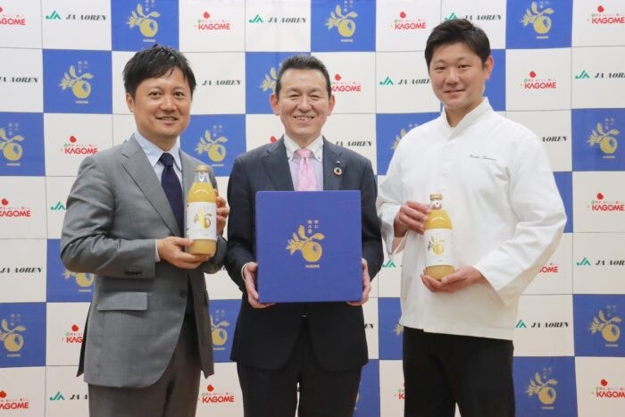 カゴメが青森のりんご産地の維持・活性化につなげるストレートりんごジュース「青の森の蜜」商品発表会を開催
