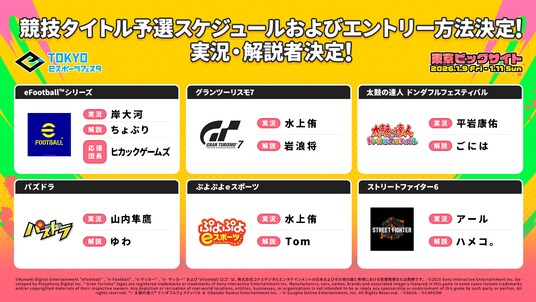 「東京eスポーツフェスタ2026」ｅスポーツ競技大会の開催日程及び実況・解説者が決定！