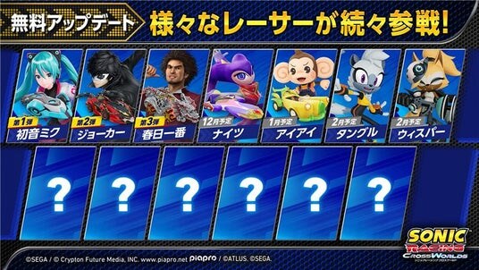 『ソニックレーシング クロスワールド』 無料アップデートで「ナイツ」や「アイアイ」など新コラボレーサー続々参戦！さらにBlack Fridayセールで30%オフ開催中！