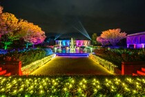 西洋式庭園と日本庭園で同時に開催される光と音のショー ！石橋文化センターウインターイルミネーション 「光のミュージアム」が開幕。