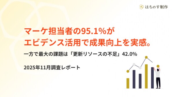 マーケ担当者の95.1％が「エビデンス活用で成果向上を実感」。一方で最大の課題は「更新リソースの不足」（42.0％）