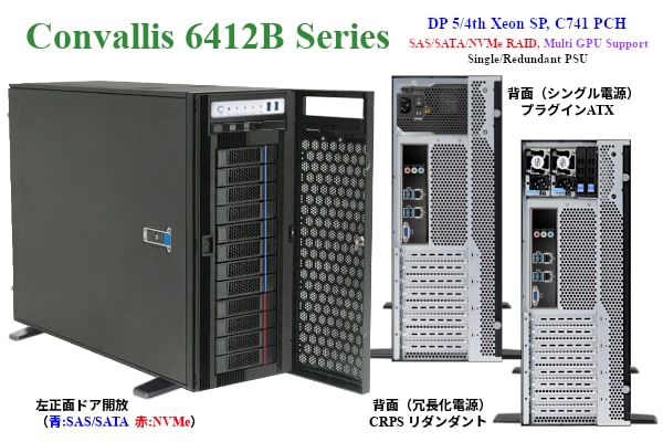新製品 DP 第5／4世代 Xeon SP＆C741搭載, G5 PCIe／CXLバス, SATA・NVMe RAID, マルチGPUサポート WS「Convallis-6412B」シリーズの御紹介