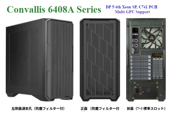 新製品 DP 第5／4世代 Xeon SP＆C741搭載, G5 PCIe／CXLバス, SATA・NVMe RAID, マルチGPUサポート WS「Convallis-6408A」シリーズの御紹介