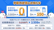 MVNOサービス「LinksMate（リンクスメイト）」にて、「新規契約事務手数料」と「SIMカード発行手数料」の手数料を変更