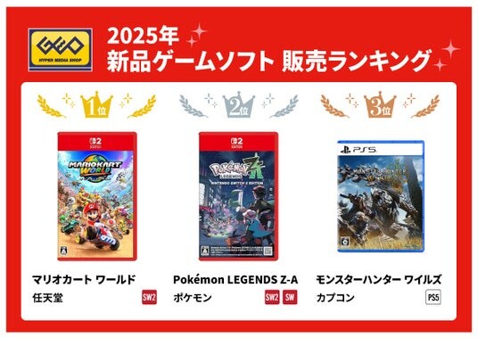 ゲオ2025年 新品・中古ゲームソフト販売ランキング 新品ソフト1位はNintendo Switch(TM) 2『マリオカート ワールド』