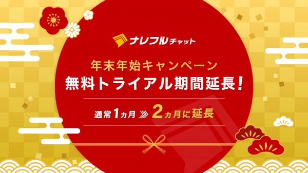 ナレフルチャット年末年始キャンペーン実施のお知らせ～無料トライアル期間を最大2カ月に延長、年末年始の繁忙期でもじっくり試せる～