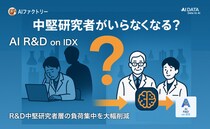 AIデータ社、“中堅研究者がいらなくなる？”─R&Dの中堅研究者層の負荷集中を大幅削減「AI R&D on IDX」事例 ～研究者とAIの協働により知的生産性の大幅向上を実現～