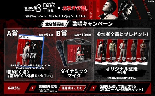 『龍が如く 極３ ／ 龍が如く３外伝 Dark Ties』×「カラオケ館」本日より発売記念キャンペーンを開催！