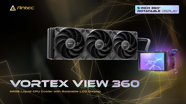 Antec、360°回転可能な5インチIPSディスプレイ搭載水冷クーラー「Vortex View 360」発売