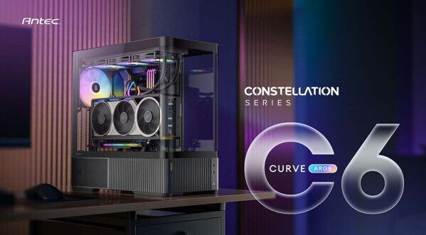 Antec、曲面強化ガラスパネル、RGBファン搭載ピラーレスのミドルタワーPCケース「C6 Curve ARGB」発売