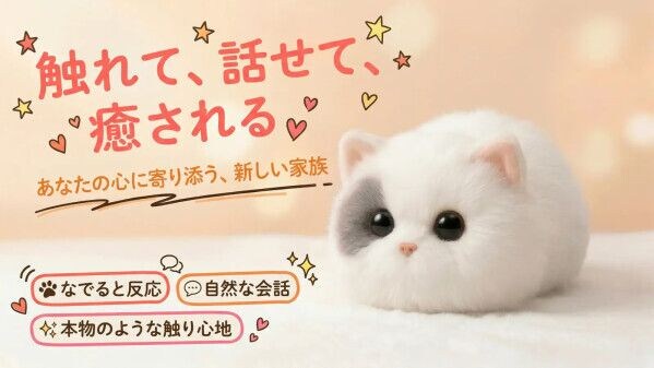 株式会社グロウスコム 言葉とぬくもりで寄り添う、ねこ型AIペットロボット 日本国内限定販売「Walulu」 7月31日(金)Makuakeにて先行販売開始